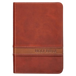 KJV Large Print Compact Bible Two-tone Brown Faux Leather 10 point font