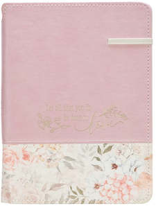 Done in Love Pink Floral Classic Journal with Elastic Closure and Pen Holder - 1…