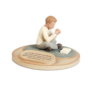 Devoted Praying Boy Sculpture