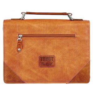 Bible Cover Trust in the Lord Tan and Honey-brown Classic medium