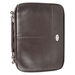 Bible Cover Two-fold Brown Faux Leather Organizer Bible Cover extra large