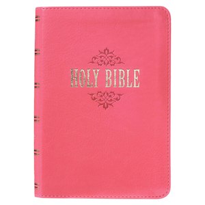 KJV Large Print Compact Bible Pink Faux Leather 10 point font