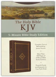 KJV Holy Bible: 5 Minute Bible Study Edition classic hickory imitation leather 9…