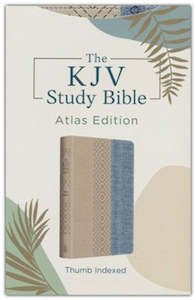 KJV Study Bible Atlas Edition taupe and denim crosshatch dicarta flexible INDEXE…