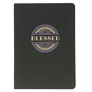 Blessed Charcoal Gray Faux Leather Classic Journal - Luke 1:45