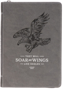 Wings Like Eagles Steel Gray Faux Leather Journal with Zipper Closure - Isaiah 40:31