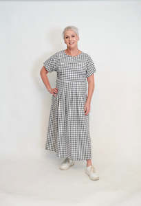 Pleats and More Dress -Asphalt Check