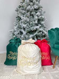 Luxe Velvet Embroidered Santa Sacks