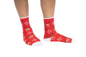 Clothing: Men's Red Rudolph Christmas Socks