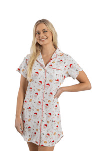 Women's Luxe Jersey Cotton Jolly Santa Christmas Nightie