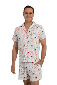 Clothing: Men's Luxe Jersey Cotton Jolly Santa Christmas Pyjamas