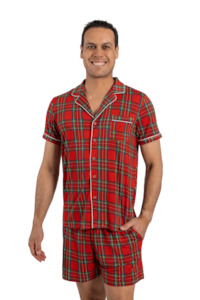 Men's Luxe Bamboo Red Tartan Christmas Pyjamas