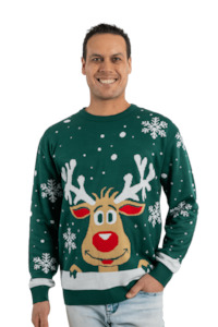 Men's Green Rudolph Christmas Jumper