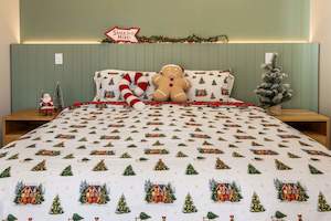 Clothing: 100% Organic Cotton Snowy Christmas Cabin Duvet Set