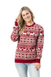 Women's Red Fair Isle Christmas Jumper