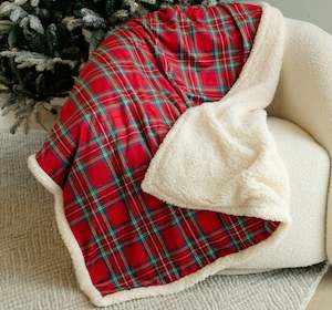 Traditional Red Tartan Christmas Blanket