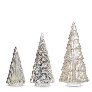 Tree Toppers 1: Silver Mercury Glass Trees - Set of Three