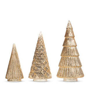 Tree Toppers 1: Gold Mercury Glass Trees - Set of Three