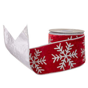 Glittered Snowflake Wired Ribbon