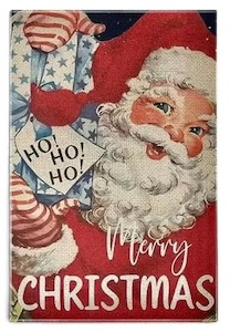 HO HO HO Vintage Merry Christmas Santa Head Towel