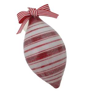 Gingerbread Peppermint And Candy Range: Red and White Sugared Candy Glass Finial Shape Bauble