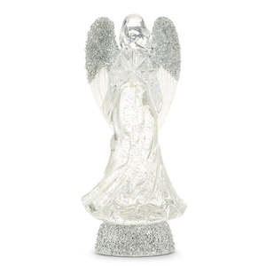 Silver Light Up Angel with Silver Swirling Glitter