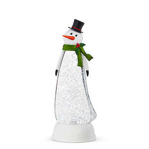 Slender Clear Light Up Snowman with swirling Glitter