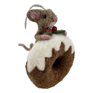 Mouse Sitting on a Gingerbread Themed Donut