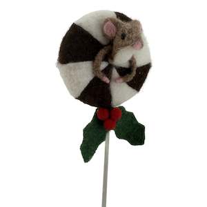 Mouse Asleep on a Gingerbread Lollipop