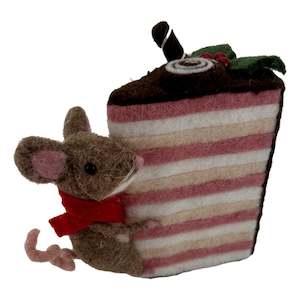 Felts: Mouse Hanging onto a Layered Cake Slice