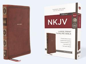 NKJV  Bible Thinline L/P Brown Im/Lth