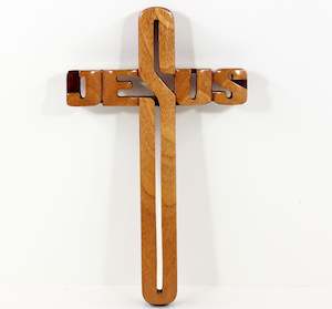 Cross Jesus (Outline) Large 35cm - Mahogany