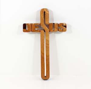 Cross Jesus (Outline) Medium 25cm - Mahogany