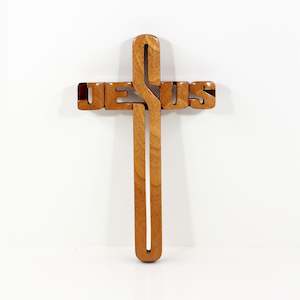 Stationery: Cross Jesus (Outline) Small 20cm - Mahogany