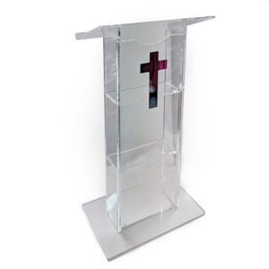 Lectern Perspex 1150Mm X (600Mm X 330Mm)Plate W_Silver Cross