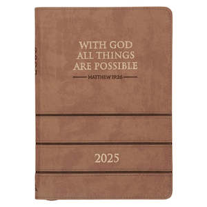 2025 Executive Planner with Zip - With God All Things... LightBrown