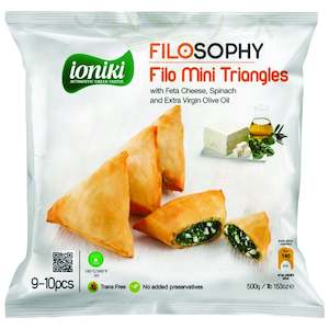 Filo Mini Feta, Spinach & EVOO Triangles 500g