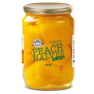 Specialised food: Greek Peach Halves in Light Syrup 680g