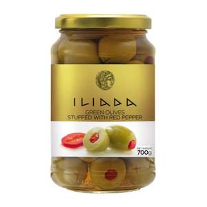 Specialised food: Green Olives stuffed w/ Red Pepper 'Iliada' 700g -Gold Line