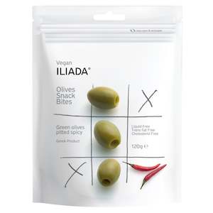 Specialised food: Green Pitted Spicy Olives Snack Bites 'Iliada' 120g