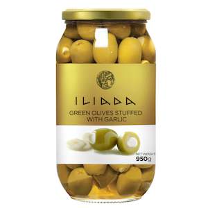 Specialised food: Green Olives stuffed w/ Garlic 'Iliada' 950g