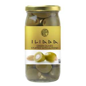 Green Olives stuffed w/ Almond 'Iliada' 370g - Gold Line