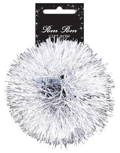 BOW POM POM METALLIC SILVER