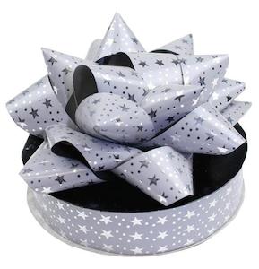 BOW STAR & RIBBON PACK METALLIC SILVER