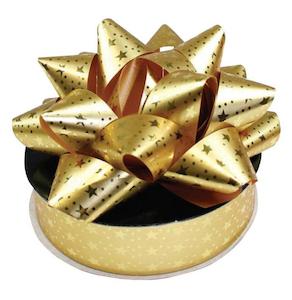 BOW STAR & RIBBON PACK METALLIC GOLD