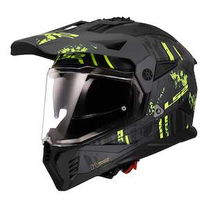 Sporting equipment: LS2 MX702 Pioneer II Crazy - Matte Black / Grey / Hi-Vis Yellow