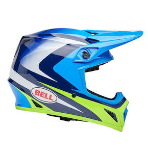 Sporting equipment: Bell MX-9 MIPS Jackal Blue/Hiviz Yellow