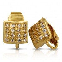 Clip-on earrings, square -(G86)