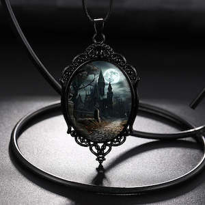 Gothic Castle Cameo Necklace