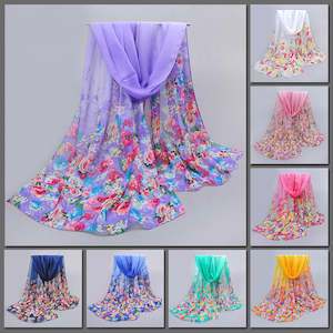 Chiffon Scarves: Floral Ombre Chiffon Scarf